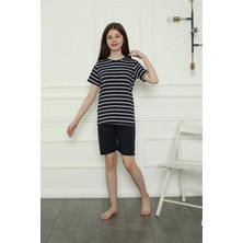 MiraLive Miray- Kız Çocuk Penye Şortlu Pijama Takım Lacivert