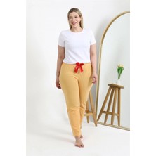 MiraLive Miray- Kadın Pamuklu Büyük Beden Alt Pijama Sarı