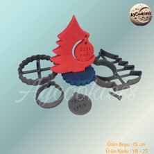 Ft Tasarım Yılbaşı Temalı Çam Ağacı Desenli Özel Yazılı Standlı Kurabiye Kalıbı