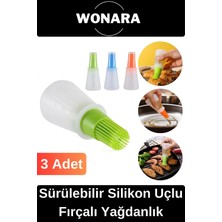Wonara Pratik Seri Dayanıklı Kolay Temizlenen Uzun Ömürlü Sürülebilir Silikon Uçlu Fırçalı Yağdanlık 3 Adet