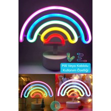 Winnie Baby Gökkuşağı Neon LED - Usb'li ve Pilli Masa Lambası Çocuk Odası Gece Lambası Dekoratif LED Işık