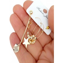 Ft Tasarım Gold 4'lü Kombin Küpe