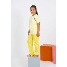 MiraLive Miray- Kız Çocuk Kısa Kol Sarı Penye Pijama Takım