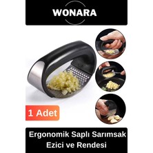 Wonara Pratik Kolay Temizlenebilir Paslanmaz Çelik Ergonomik Saplı Hızlı Mutfak Sarımsak Ezici ve Rendesi