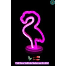 Winnie Baby Flamingo Neon LED - Usb'li ve Pilli Masa Lambası Çocuk Odası Gece Lambası Dekoratif LED Işık