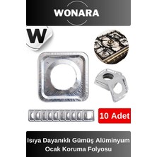 Wonara Özel Üretim Şık Tasarımlı Isıya Dayanıklı Gümüş Alüminyum Ocak Koruma Folyosu - 10'lu Set