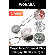 Wonara Özel Üretim Paslanmaz Çelik Maşalı Ince Gözenekli Elek Geniş Kulplu Bitki Çayı Demlik Süzgeci 1 Adet