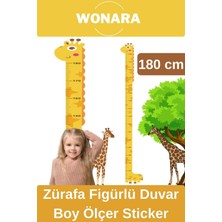 Wonara Özel Üretim Çocuk Için Zürafa Figürlü Çift Taraflı Yapışkanlı Silinebilir Duvar Boy Ölçer Sticker