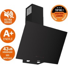 Ferre ve Afm Tech Markalı Fethy- F-26 Sessiz Turbolu 2'li  Siyah Cam Ankastre Set (D077-SA +FM7700)