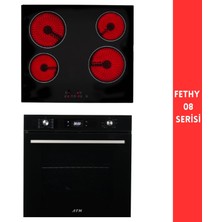 Eminçelik ve Afm Tech Markalı/ Fethy-08 Vitro. Elektrikli 2'li Siyah Ankastre Set (Vc 640 + FM7700)