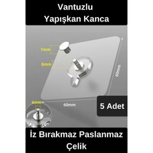 Wonara Dayanıklı Yapışkan Kanca Iz Bırakmaz Süper Güçlü Vantuzlu Askı Cam Fayans Seramik Mermer 5 Adet