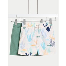 Marks & Spencer 2'li Deniz Manzaralı Erkek Çocuk Deniz Şortu (2–8 Yaş)