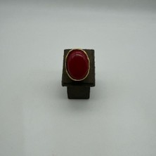 Mare Accessories Kırmızı Oval Taş Detaylı Gold Kaplama Statement Yüzük