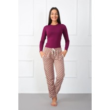 MiraLive Miray- Bayan Polar Tek Alt Pijama Kahve