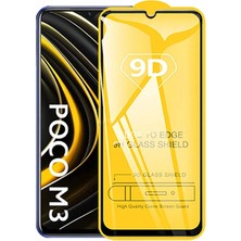 Pazarcan Ally Poco M3 9d Full Glue Tempered Cam Ekran KORUYUCU-(5775)
