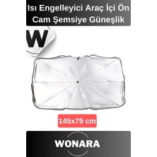 Wonara Deluxe Uv Koruyucu Titanyum Gümüş Kaplama Dayanıklı Isı Engelleyici Araç Içi Ön Cam Şemsiye Güneşlik