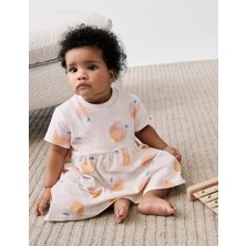 Marks & Spencer Jersey Şeftali Desenli Elbise (0-3 Yaş)
