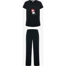 Penti Siyah Meow-Tually Pamuklu Pantolon Pijama Takımı