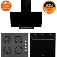 Eminçelik ve Afm Tech Markalı / Delta Dijital Turbolu Siyah  Ankastre Set (12 225 + FM7700+ FM3250)