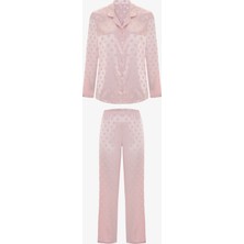 Penti Pembe Quinn Saten Düğmeli Gömlek Pantolon Pijama Takımı