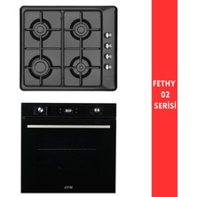 Eminçelik ve Afm Tech Markalı /fethy-02 Turbolu Emaye Ocak 2'li Siyah Ankastre Set (31 222+ FM7700)