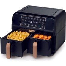 Hepta Collection Dual Airfryer Bk Copper Çift Pişirme Hazneli Siyah HFP70.000BK - Çift Bölmeli Hazne, Aşırı Isınmaya