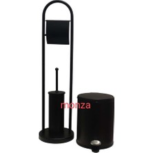 Defne Monza Çınar Ayaklı Kolonset ve 6lt Çöp Kovası Mat Siyah