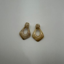 Mare Accessories Bej Mermer Desenli Geometrik Küpe