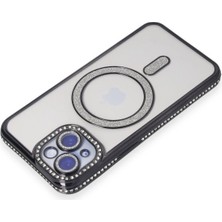 Pazarcan Iphone 15 Kılıf Joke Simli Magneticsafe Kılıf - Siyah