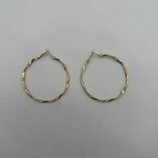 Mare Accessories Altın Renk Burgu Dokulu Halka Küpe