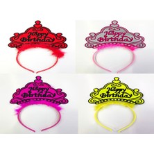 Pazarcan Happy Birthday Yazılı Neon Renk Taç 12 Adet