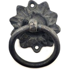 Pazarcan Antika Tarz Dekoratif Pirinç Çiçek Mobilya Kulbu, Kapı Kilit Halkası - 50MM, Oksit