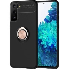 Pazarcan Galaxy S21 Kılıf Range Yüzüklü Silikon - Siyah-Gold
