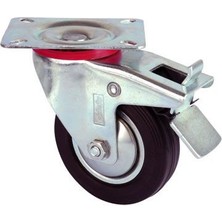 Pazarcan Servis Tekeri - Tablalı Frenli Siyah Döner - Çap 80 mm