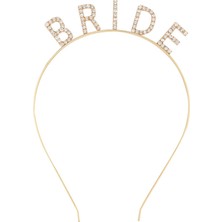 Pazarcan Altın Gold Renk Bekarlığa Veda Kristal Taş Bride Tacı Ithal 16X10 cm