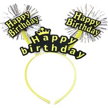 Pazarcan Happy Birthday Püsküllü Neon Sarı Renk Doğum Günü Tacı 22X19 cm