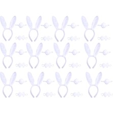 Pazarcan Beyaz Tavşan Kostüm Seti – Taç Papyon Kuyruk 12 Li Paket