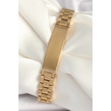 Pazarcan 316L Çelik Gold Renk Zincir Künye Model Erkek Bileklik - TJ-EB3725