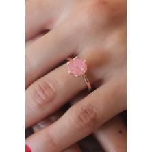 Pazarcan Pembe Lotus Çiçek Figür Gold Renk Kadın Yüzük - TJ-BYK2485