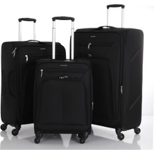 Mçs Unısex Extra Hafif Lüx  Kapağı Körüklü Suya Dayanıklı 360 Derece Döner 4 Teker Kumaş 3'lü Valiz Set