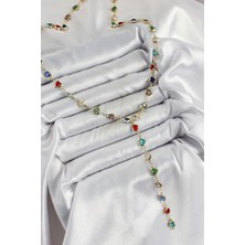 Nehir Pirinç Gold Renk Renk Zirkon Taşlı Kalpli Y Kadın Kolye