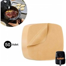 MiraLive 50 Adet Air Fryer Pişirme Kağıdı Tek Kullanımlık Yağ Su Geçirmez Yapışmaz Deliksiz Düz Kare Model