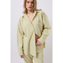Arben Boutique Çizgili Cep Detay Gömlek