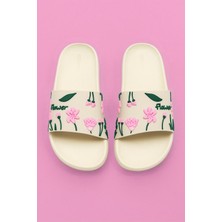 Gezer Kadın Flower Havuz Terlik - Plaj Çiçek Desenli Terlik