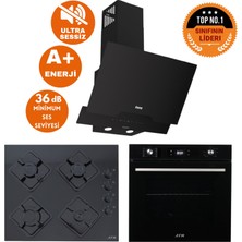 Ferre ve Afm Tech Markalı Lıa Sessiz Turbo Dijital  Siyah Ankastre Set (D063-SA +FM7700 +FM-BD2200)