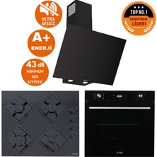 Ferre ve Afm Tech Markalı Kao Sessiz Turbo Dijital  Siyah Ankastre Set (D077-SA +FM7700 +FM-BD2200)