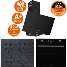 Ferre ve Afm Tech Markalı Rıa Sessiz Turbo Dijital  Siyah Ankastre Set (D086-SA +FM7700 +FM-BD2200)
