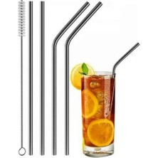 Hepta Collection Çelik Pipet Paslanmaz Meşrubat Pipeti ve Pipet Temizleme Fırçası Seti 5 Parça