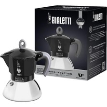Hepta Collection - Moka Indüksiyon Siyah: 2 Cups Ocak Üstü Espresso Pişirici - 100ML - Alt Hazne: Dış Paslanmaz Çelik