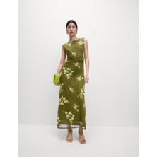 Marks & Spencer Desenli Ince Fileli Midi Elbise